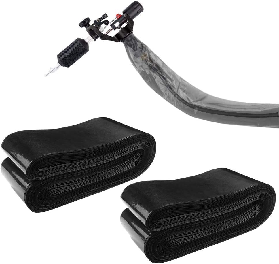 200Pcs Tattoo Machine Covers (2 inch X 24 inch) Tattoo Clip Cord Cover Disposable Tattoo Pen Covers Tattoo Machine Sleeves Bags Pen Type Covers Bag Tattoo Grip Sleeve (Large Black)