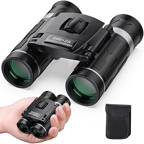 200x25 Compact Binoculars for Adults and Kids High Powered Mini Binoculars with Clear Low Light Vision Waterproof Small Pocket Binoculars for Bird Watching Hunting Travel Concert Camping Cruise