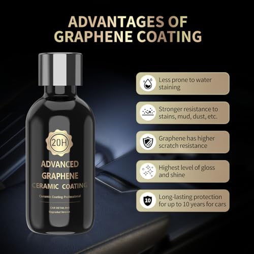 20H Advanced Graphene Ceramic Coating For Cars Ceramic Car Auto Detailing Kit (70ml) 10+ Years Of Long Lasting Protection Ultra High Gloss Apply After Car Wash & Paint Correction