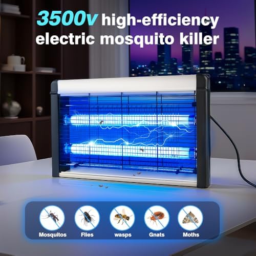 20W Electric Indoor Bug Zapper UV Bulbs –3500V Mosquito And Fly Zapper For Kitchens Bedrooms Living Rooms And Covered Spaces (Indoor Bug Zapper)