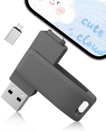 256GB Flash Drive for iPhone Photo Stick - 3 in 1 High Speed USB Stick USB Thumb Drive Photo Backup Stick Compatible for iOS/Android/PC and More Devices (Black)