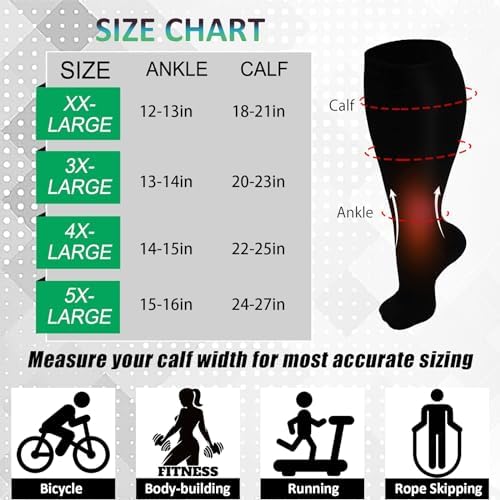 3 Pairs Plus Size Compression Socks (20-30 MmHg) For Women & Men Wide Calf Extra Large Knee High Stockings For Nurses Seniors