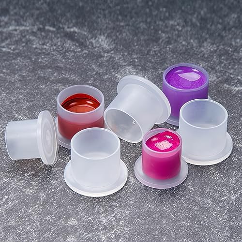 300pcs Disposable Tattoo Ink Cap Cups - Transparent Large Pigment Cups #20mm For Tattoo Beginners And Professional Artists