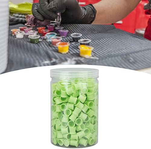 300PCS Mixed Disposable Pigment Ink In 12MM Ink Cups Silicone Pigment Ink Ink Cups Temporary TattoosBody(Green)
