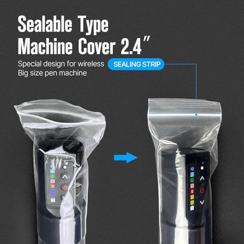 300pcs Tattoo Machine Covers Sealable Type - Clear 2.4×8 Inch Tattoo Pen Covers Machine Bags Sleeves For Cartridge Tattoo Machine - Professional Tattoo Supplies & Accessories (Clear (2.4×8 Inch))