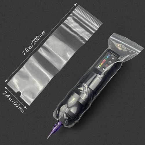 300pcs Tattoo Machine Covers Sealable Type - Clear 2.4×8 Inch Tattoo Pen Covers Machine Bags Sleeves For Cartridge Tattoo Machine - Professional Tattoo Supplies & Accessories (Clear (2.4×8 Inch))