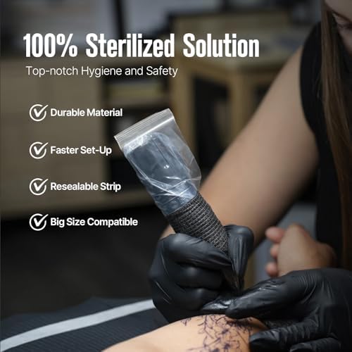 300pcs Tattoo Machine Covers Sealable Type - Clear 2.4×8 Inch Tattoo Pen Covers Machine Bags Sleeves For Cartridge Tattoo Machine - Professional Tattoo Supplies & Accessories (Clear (2.4×8 Inch))