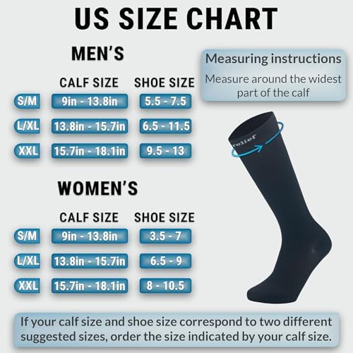 360 RELIEF 2 Pairs Compression Socks For Women & Men - 15-20 MmHg Compression Stocking Best Support For Running Nurse Travel Flying + Laundry Bag