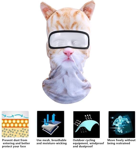 3D Cat Ski Balaclava Face Mask With Ears For Music Festivals Raves Ski Halloween Party Outdoor Activities