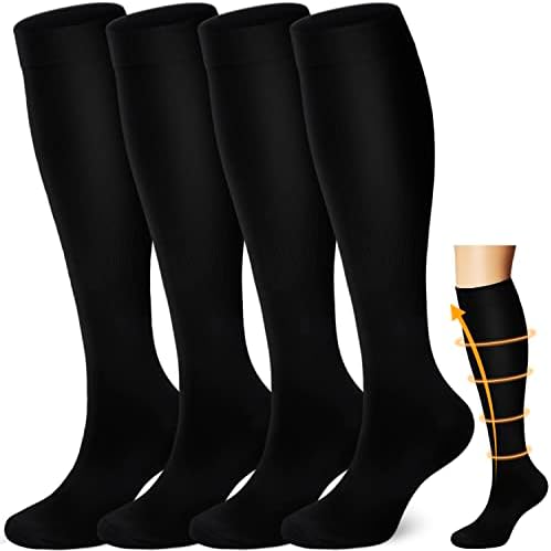 4 Pairs Copper Compression Socks for Men&Women(15-20mmHg) Compression Stocking for Swelling Running Hiking Travel Nursing