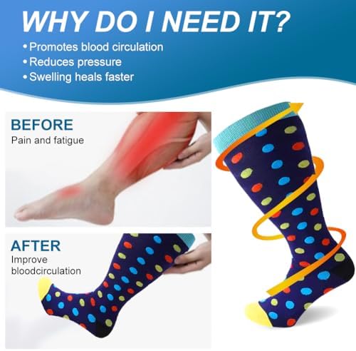4 Pairs Plus Size Compression Socks For Women & Men 20-30 MmHg Wide Calf Extra Large Knee High Compression Stockings For Circulation Support (04-black-navy-purple-pink 3X-Large)