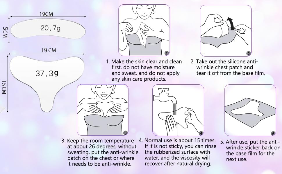4pcs Reusable Self-Adhesive Silicone Anti-Wrinkle Pads For Chest Neck Décolletage & Forehead – For Night Treatment While Sleeping To Smooth Tighten Skin And Reduce Wrinkles For Women & Girls