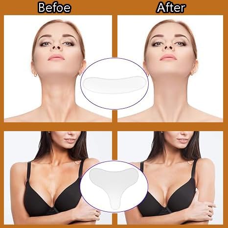 4pcs Reusable Self-Adhesive Silicone Anti-Wrinkle Pads For Chest Neck Décolletage & Forehead – For Night Treatment While Sleeping To Smooth Tighten Skin And Reduce Wrinkles For Women & Girls