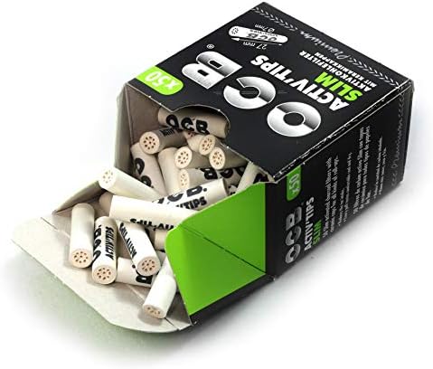 50 OCB Slim 7mm Activated Charcoal Filters ACTIV'TIPS - 1 Box