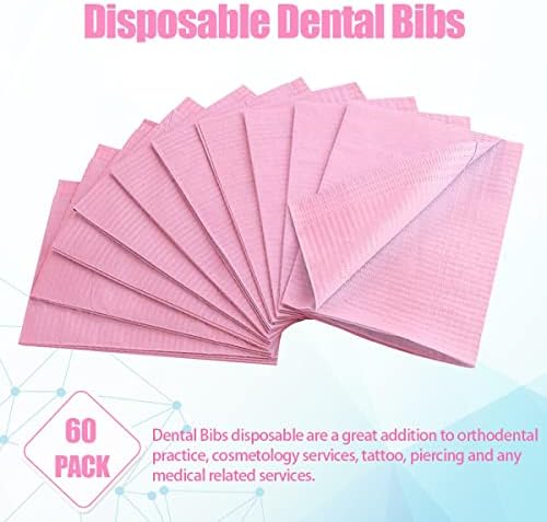 60 Pcs Dental Bibs Disposable For Patient 13"x18" 3 Ply Waterproof Piercing Tattoo Paper Napkin Tissue Bib For Dental Clinic Tattoo Station And Salon