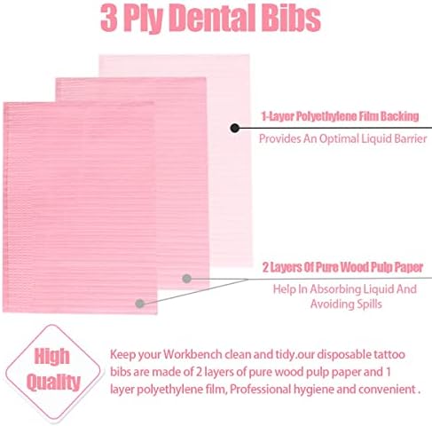 60 Pcs Dental Bibs Disposable For Patient 13"x18" 3 Ply Waterproof Piercing Tattoo Paper Napkin Tissue Bib For Dental Clinic Tattoo Station And Salon