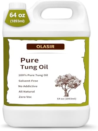 64 oz Natural Pure Tung Oil for Wood Finishing Food Grade Safe Waterproof Tung Oil for Wood Floors Indoor & Outdoor Furniture