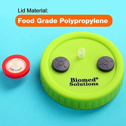 6Pcs Wide Mouth Liquid Culture Lid Food Grade Plastic Grain Spawn Cultivation Mason Jar Lid With 0.22um PTFE Syringe Filter &2pcs 20mm Self Healing Injection Ports For Mushroom Biomed Solutions…