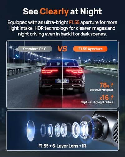 70mai 4K Dash Cam Front And Rear Built In Wi-Fi 6 & GPS Car Camera Super Night Vision ADAS 3'' IPS Screen 24H Parking Mode Time-Lapse Loop Recording With 128GB Card (A800SE)