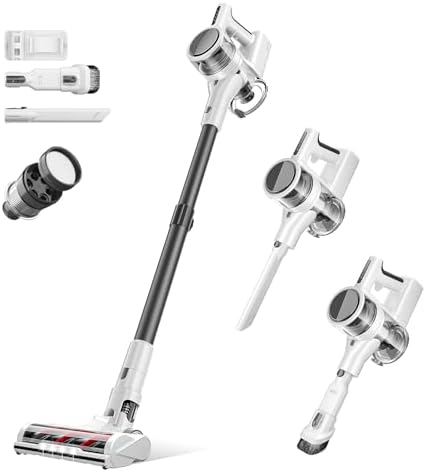 80 000PRM Motor Cordless Vacuum for Home Vacuum Cleaner with 2 Adjustable Modes 2200mAH Battery Max 35 Mins Runtime and Washable Parts Stick Vacuum (Goose Gray)