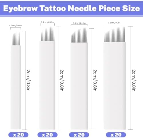 80Pcs Microblading Needles Eyebrow Microblade Tattoo Needles Microblading Blades Microblading Supplies (7 12 14 18)