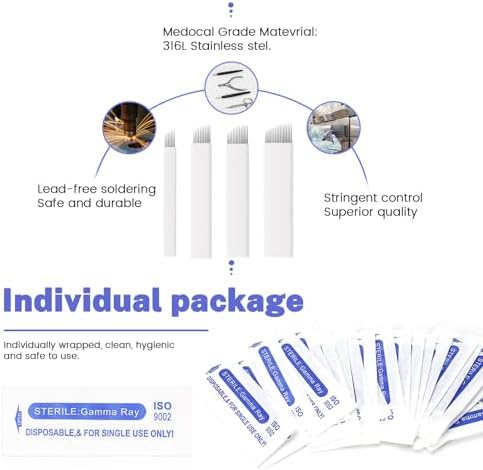 80Pcs Microblading Needles Eyebrow Microblade Tattoo Needles Microblading Blades Microblading Supplies (7 12 14 18)