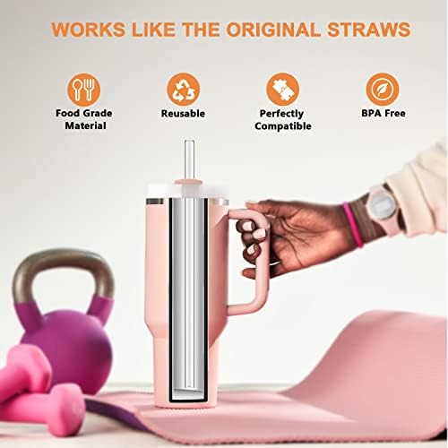 8Pack Replacement Straws For Stanley 40oz 30oz 20oz 14oz Tumbler Airboat Reusable Clear Straws Compatible With Stanley Adventure Quencher Travel Mug Cup Plus Cleaning Brush