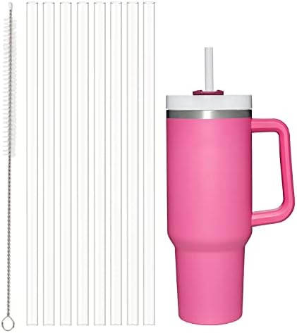 8Pack Replacement Straws for Stanley 40oz 30oz 20oz 14oz Tumbler Airboat Reusable Clear Straws Compatible with Stanley Adventure Quencher Travel Mug Cup Plus Cleaning Brush