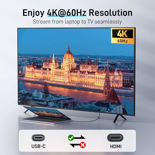 Acer USB C To HDMI Cable 4K 60Hz 6.6FT Crystal-Clear UHD USB Type C To HDMI Cable Thunderbolt 4 3 To HDMI Cord Compatible With IPhone 16 MacBook Pro/Air IPad Pro Surface Book 2 Galaxy S24