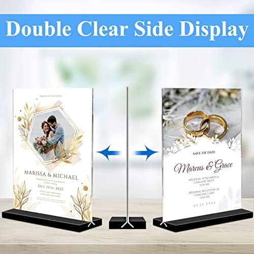 Acrylic Sign Holder 5x7 6-Pack Plastic Clear Vertical Double-Sided Menu Display Stand With Double-Sided Display Perfect For Restaurants Offices Exhibits