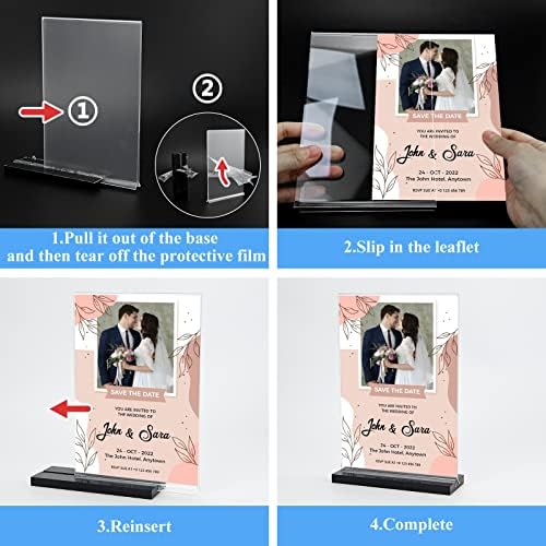 Acrylic Sign Holder 5x7 6-Pack Plastic Clear Vertical Double-Sided Menu Display Stand With Double-Sided Display Perfect For Restaurants Offices Exhibits