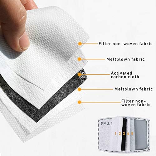 Activated Carbon 5-Layer PM 2.5 Filter Replacement Of The Mask Filter In A Protective Cover (30pcs-Adult-Size)