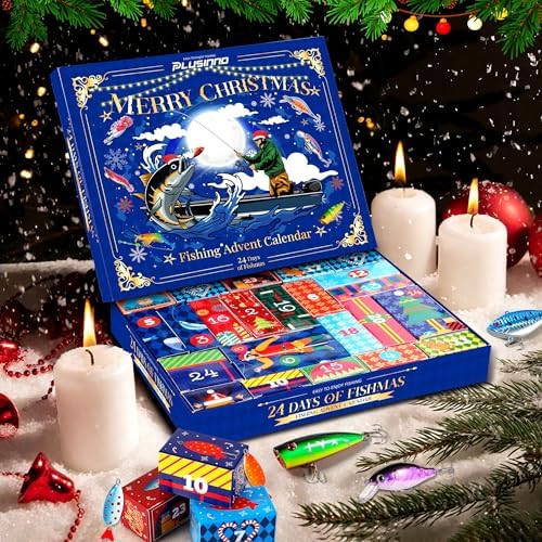 Advent Calendar 2025 Adult Fishing Advent Calendar 24 Days Countdown Fishing Lure Tackle Christmas Gifts For Men Boyfriend Teens Boys