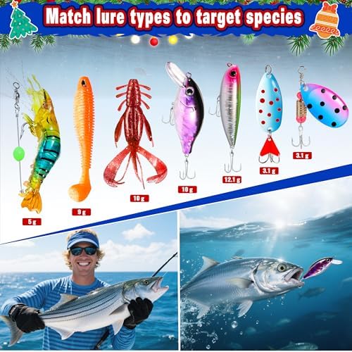 Advent Calendar 2025 Adult Fishing Advent Calendar 24 Days Countdown Fishing Lure Tackle Christmas Gifts For Men Boyfriend Teens Boys