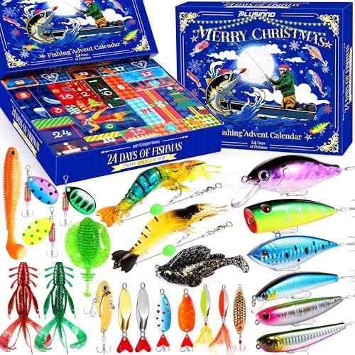 Advent Calendar 2025 Adult Fishing Advent Calendar 24 Days Countdown Fishing Lure Tackle Christmas Gifts For Men Boyfriend Teens Boys
