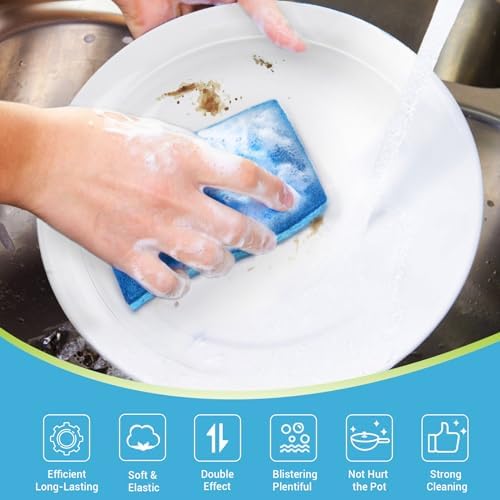 AIDEA-Brite Non-Scratch Scrub Sponge-24Count Sponges For Dishes Cleaning Sponge Cleans Fast Without Scratching Stands Up To Stuck-on Grime Cleaning Power For Everyday Jobs