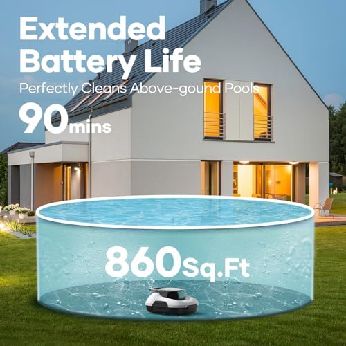 AIPER Scuba SE Robotic Pool Cleaner Cordless Robotic Pool Vacuum Lasts Up To 90 Mins Ideal For Above Ground Pools Automatic Cleaning With Self-Parking Capabilities (Renewed)