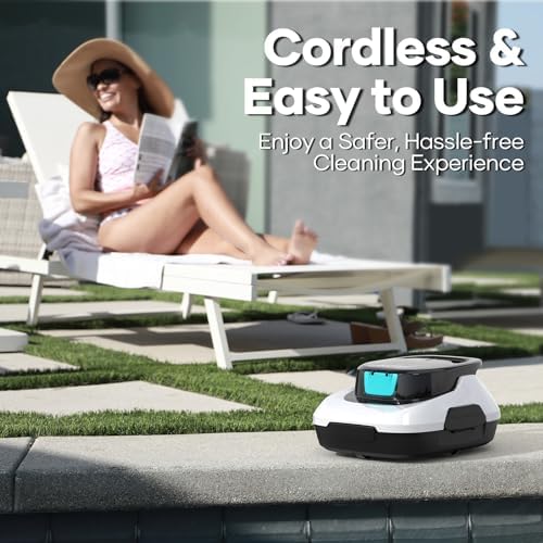 AIPER Scuba SE Robotic Pool Cleaner Cordless Robotic Pool Vacuum Lasts Up To 90 Mins Ideal For Above Ground Pools Automatic Cleaning With Self-Parking Capabilities (Renewed)