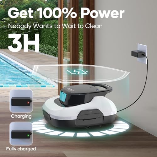 AIPER Scuba SE Robotic Pool Cleaner Cordless Robotic Pool Vacuum Lasts Up To 90 Mins Ideal For Above Ground Pools Automatic Cleaning With Self-Parking Capabilities (Renewed)