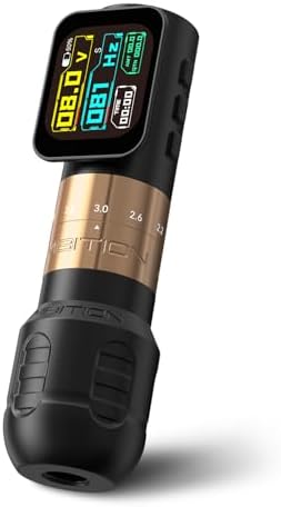 Ambition Seher Pro Tattoo Gun Wireless Tattoo Pen Machne with 2400mAh Large-display Billing Function Battery Adjustable Stroke Rotary Coreless Motor 42mm Grip Tattoo Supply for Professional Artists