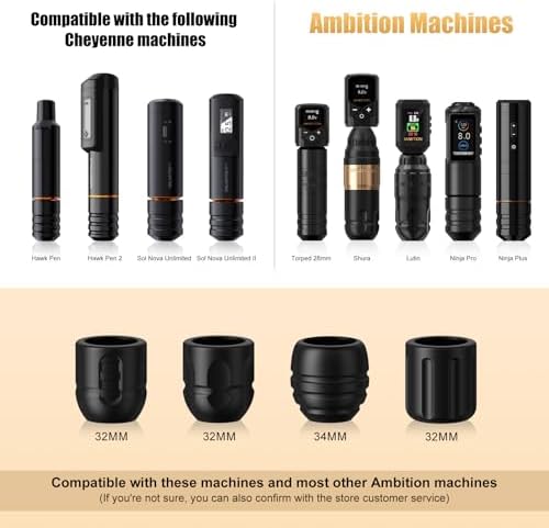 Ambition Soldier P1 Disposable Tattoo Grips - 20Pcs 32mm Tattoo Rubber Grip Cover With Click Adjust System Supply For Most Ambition Tattoo Machines Compatible With Cheyenne Hawk Pen & Sol Nova