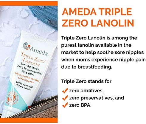 Ameda Triple Zero Lanolin Nipple Cream Moisturizing Body Cream For Sore Nipples From Breast Feeding (35 Gram) 100% Natural Lanolin