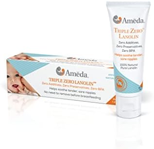 Ameda Triple Zero Lanolin Nipple Cream Moisturizing Body Cream for Sore Nipples from Breast Feeding (35 gram) 100% Natural Lanolin