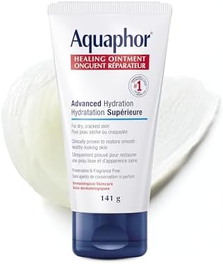 Aquaphor Healing Ointment Multipurpose Ointment for Dry Cracked Skin Chafing Cuticle Care Fragrance Free Non Greasy and Non Comedogenic Body Moisturizer Dermatological Skin Care 141g Tube