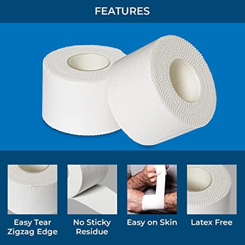 Athletic Tape - 4 Sports Tape Rolls -White- No-Sticky Residue – Easy Tearing – Skin-Friendly -1.5 X 10 Yards Per Roll (Total 40 Yards) For Athletes Coaches Amateurs (White 40 Yards)