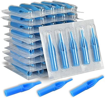 ATOMUS 50pcs Mixed Tattoo Needle Tips Disposable Plastic Assorted Tips 3RT 5RT 7RT 9RT 3DT 5DT 7DT 9DT 5FT 7FT Tattoo Round Flat/Magnum Diamond Tips