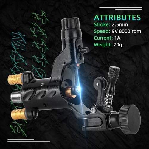 ATOMUS Rotary Tattoo Machine Gun Kit Professional Liner Shader Tattoo Motor Machine With Grip Tube Wrench Elastic Bandage Beginners Tattoo Kit Tattoo Supplies