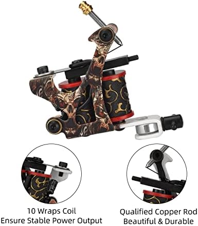 ATOMUS Skull Coil Tattoo Machine 10 Wrap Liner Iron Frame Tattoo Gun For Line Work Cast Iron Body Low Noise Tattoo Beginner Artist Tool 