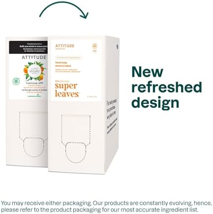 ATTITUDE Hand Soap Made In Canada EWG Verified Plant And Mineral-Based Ingredients Vegan Beauty And Personal Care Products Bulk Refill Orange Leaves 2 Liters