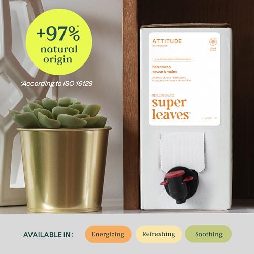 ATTITUDE Hand Soap Made In Canada EWG Verified Plant And Mineral-Based Ingredients Vegan Beauty And Personal Care Products Bulk Refill Orange Leaves 2 Liters